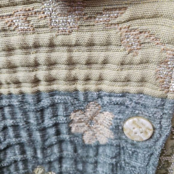 Coldwater Creek Jacket m Blue Green button front textured - Picture 2 of 10